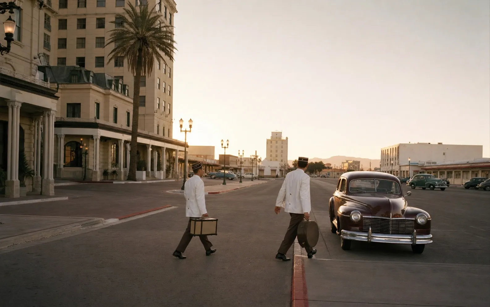 Suasana jalan Las Vegas era 1940-an dengan mobil klasik sebagai gambaran bagaimana mafia membangun Vegas modern