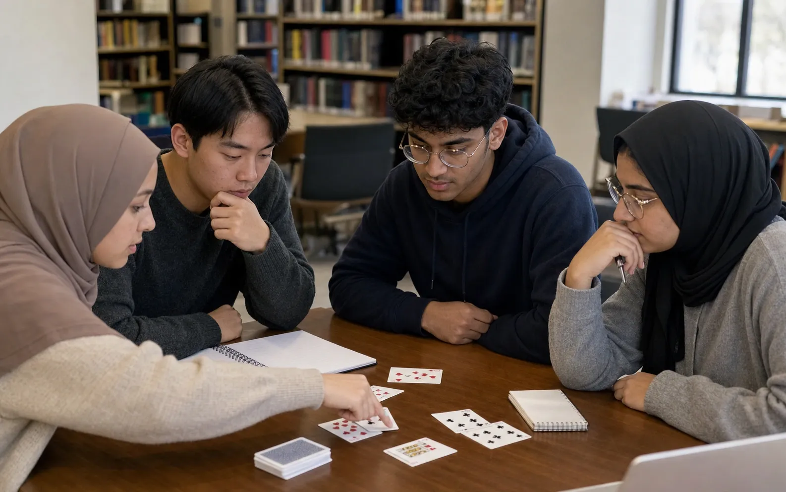 Kartu blackjack dan chip tersusun rapi sebagai gambaran kisah MIT Blackjack Team